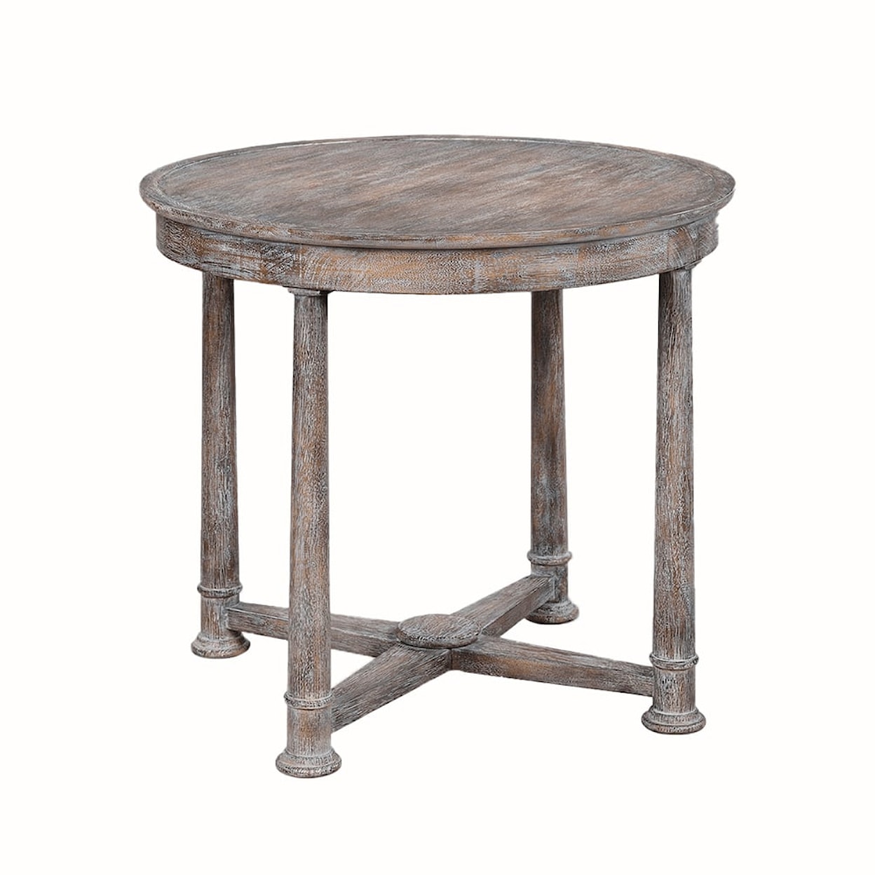 Oliver Home Furnishings End/ Side Tables OGEE EDGE, ROUND SIDE TABLE- WEATHERED