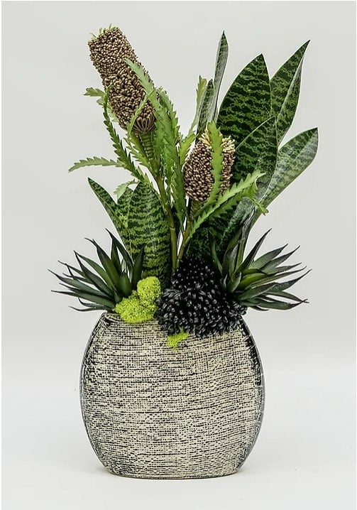 Banksia/Sans Flat BK/CR Vase