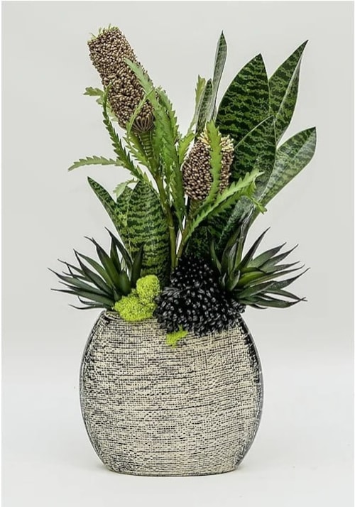 Banksia/Sans Flat BK/CR Vase