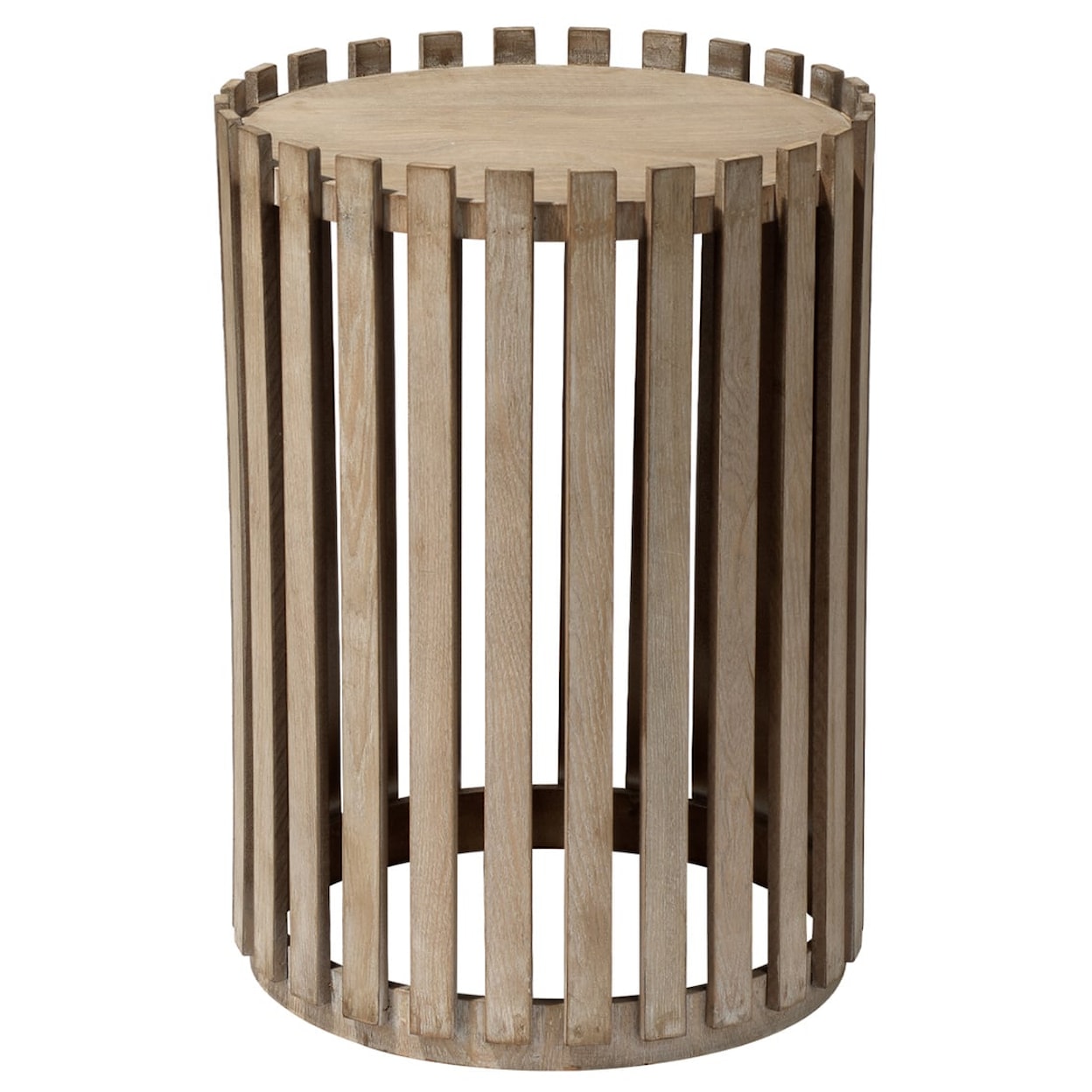 Jamie Young Co. Coastal Furniture MILES SLATTED ROUND SIDE TABLE