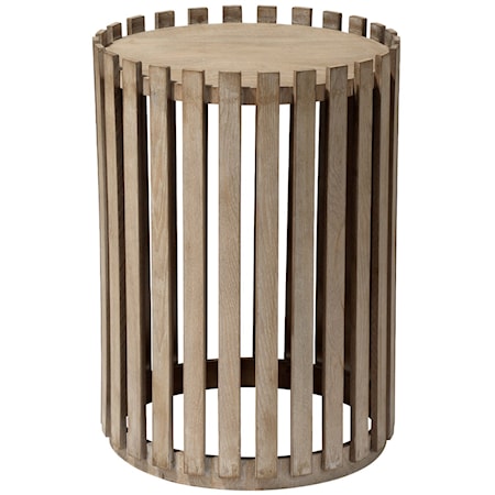 MILES SLATTED ROUND SIDE TABLE
