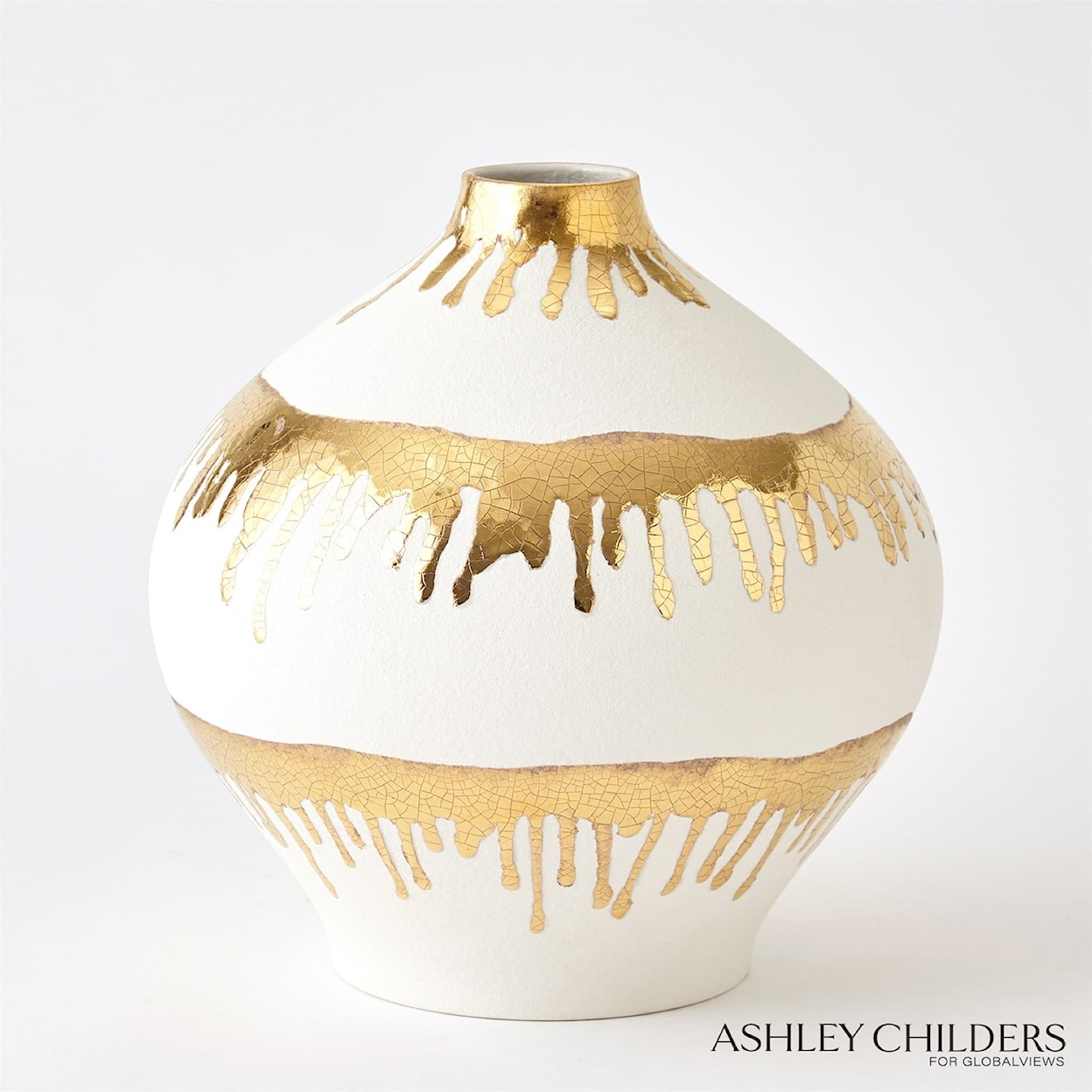 Global Views Ashley Childers For Global Views Nuove Vase-Gold Drips-Lg