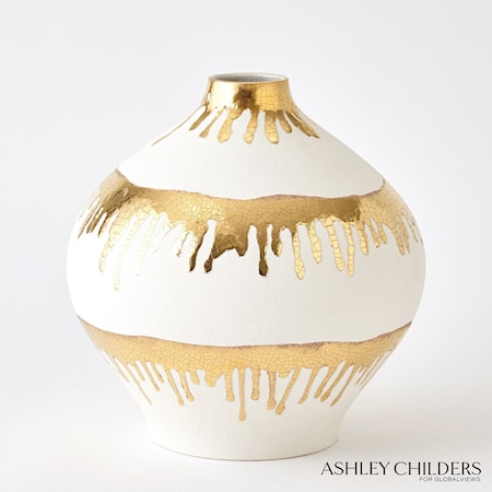 Nuove Vase-Gold Drips-Lg