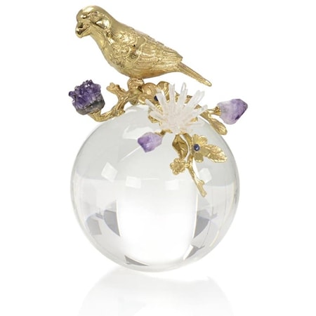 BRASS PARROT AND AMETHYST SCULPTURE I