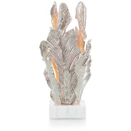 Handcrafted Leaves Accent Lamp in Silver
