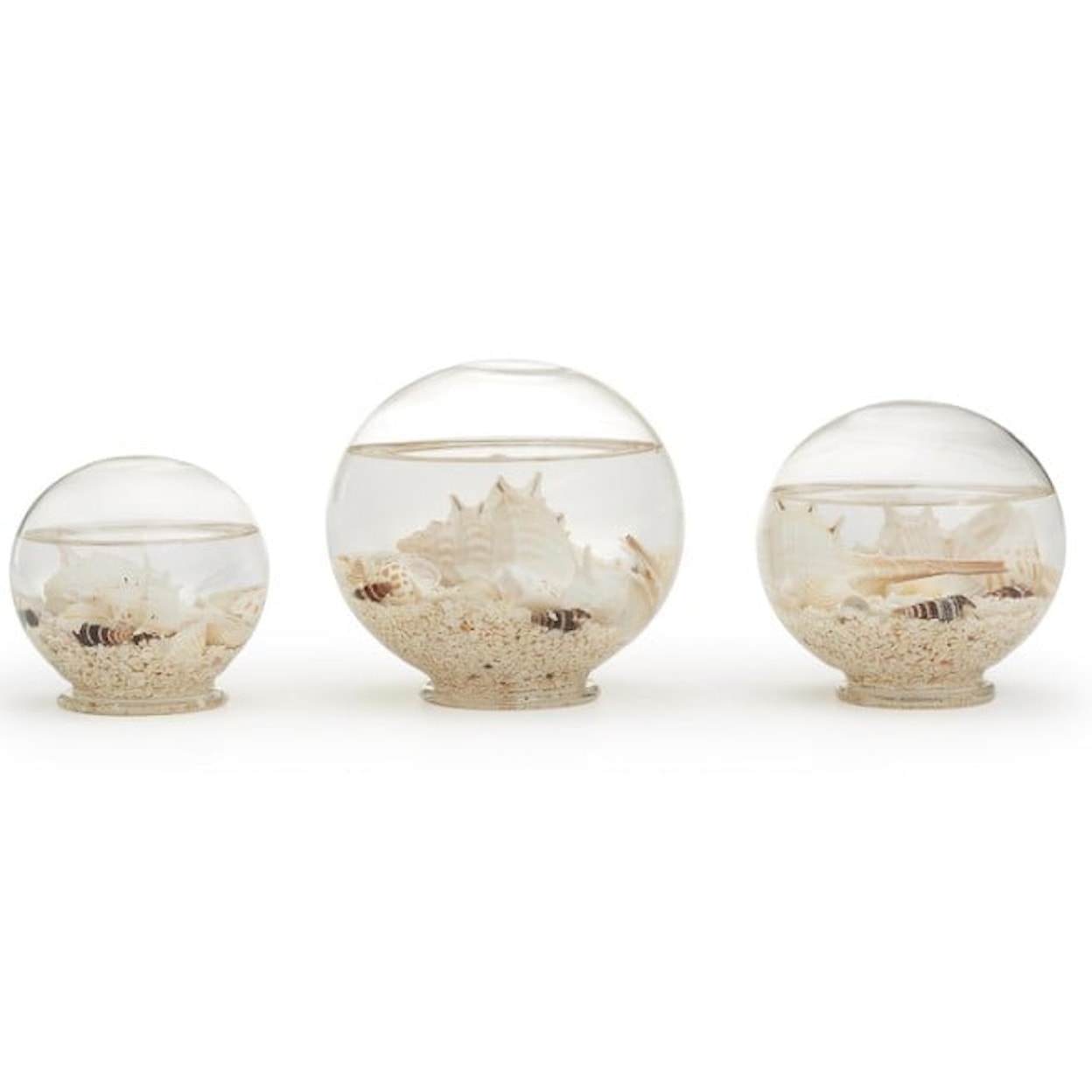 Two's Company Coastal Set of 3 DECORATIVE FILLED SEALIFE GLOBES