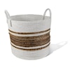 Ibolili Baskets and Sets BANANA LEAF BASKET W/ WHITE TRIM, RND- S/3