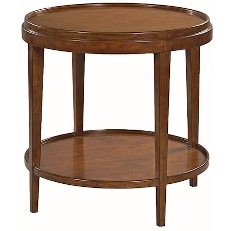 ROUND END TABLE W/ LIP TOP- RUSTIC