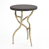 Root Table-Faux Brass w/Black Marble