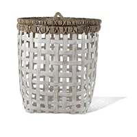 ROYAL PANDAN EURO WHITEWASH BASKET, ROUND- SET OF 2