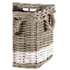 Ibolili Baskets and Sets FRENCH GRAY BASKET W/ ROPE, SQ- S/2