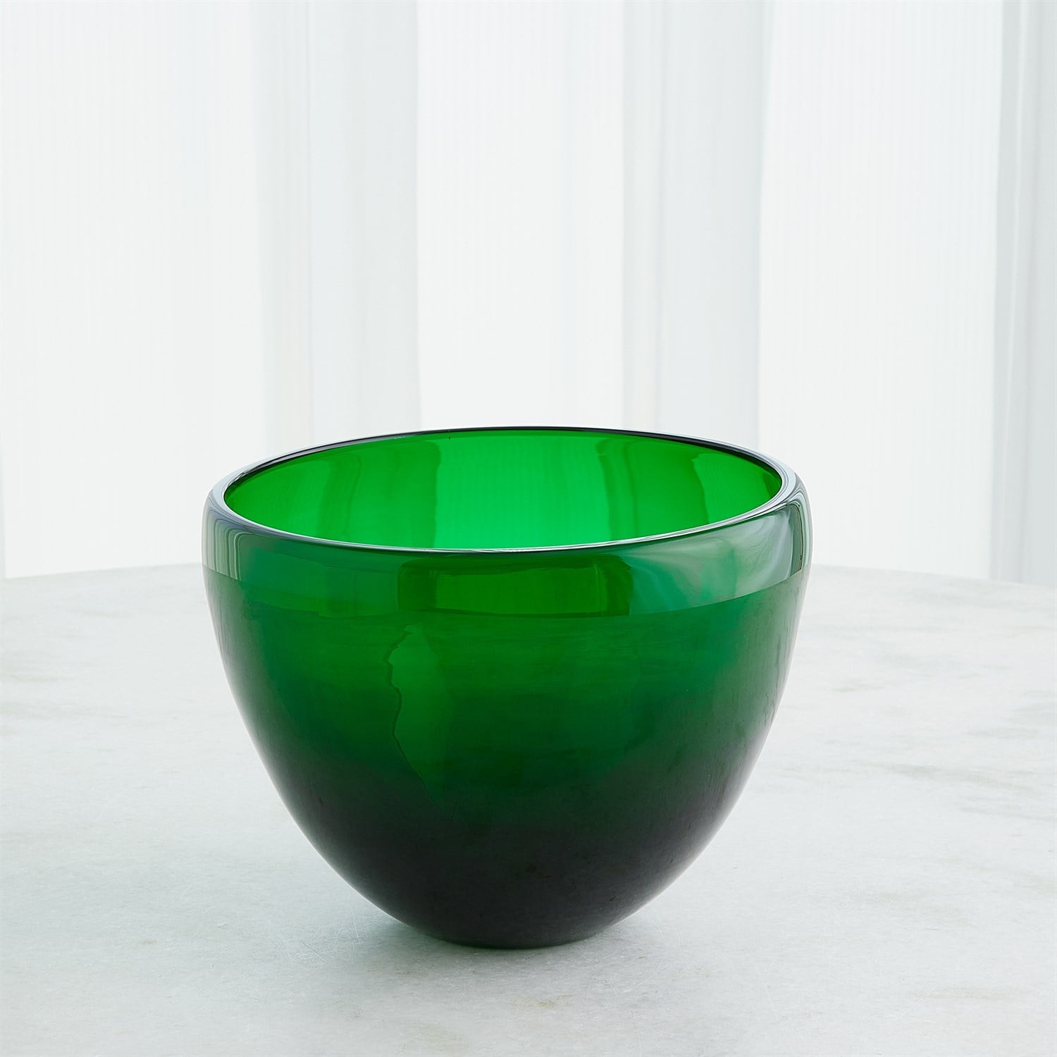 Global Views Glass Ware / Bowls Thick Glass Bowl-Emerald