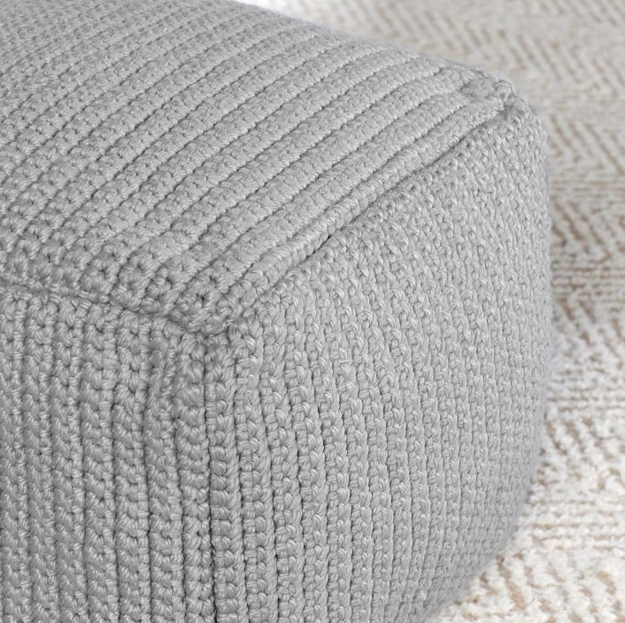 Classic Home Floor Cushions PERFORMANCE PRISM GRAY POUF