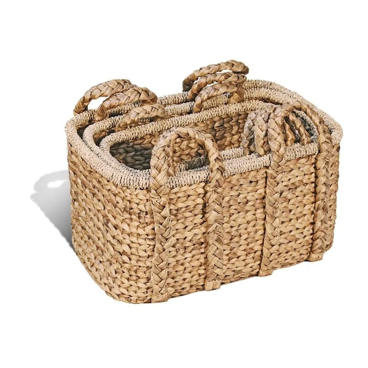 Ibolili Baskets and Sets WOVEN WATER HYACINTH BASKET, RECT- S/3