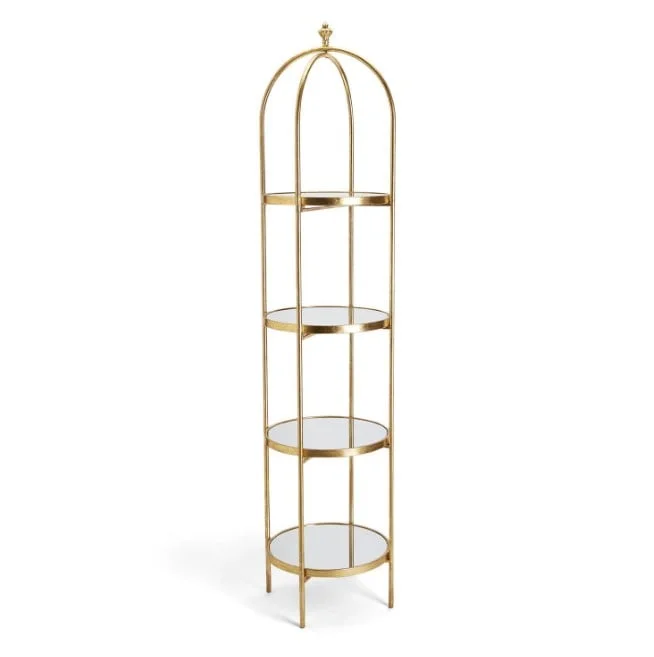 Two's Company Palm Deco 52908 GOLDEN ETAGERE WITH 4 MIRROR GLASS