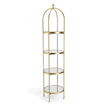 GOLDEN ETAGERE WITH 4 MIRROR GLASS SHELVES
