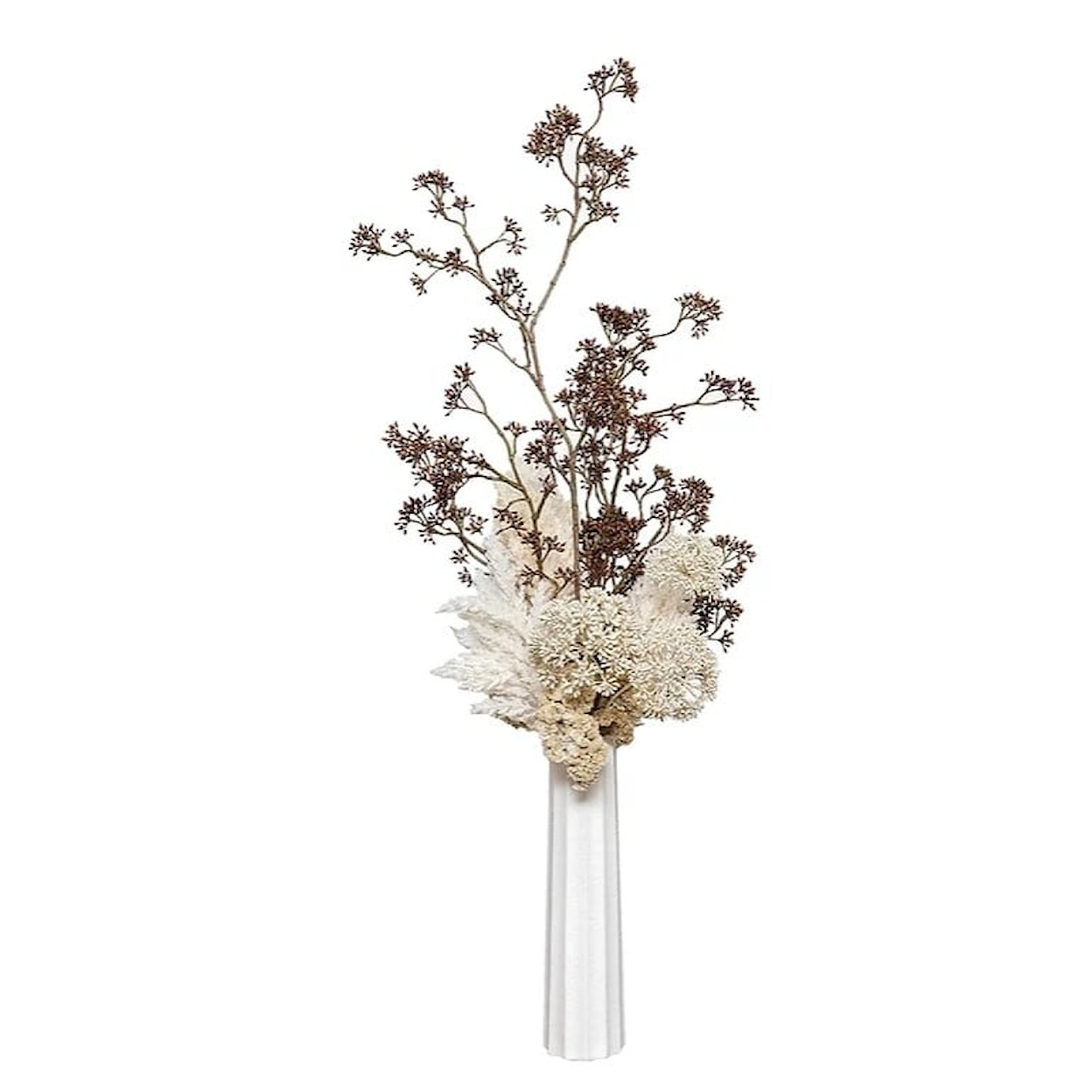 The Ivy Guild Florals Tall Fluted Base w/ Brown/Beige Skimima