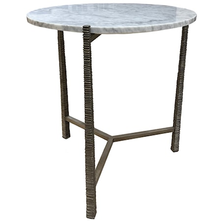 ROUND SIDE TABLE W/ CARRARA MARBLE TOP