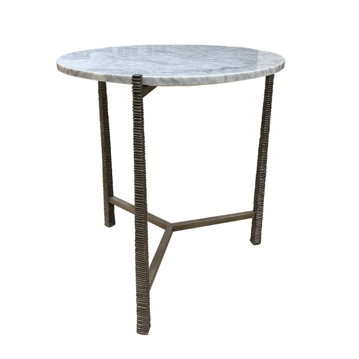 Oliver Home Furnishings End/ Side Tables ROUND SIDE TABLE W/ CARRARA MARBLE TOP