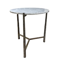 ROUND SIDE TABLE W/ CARRARA MARBLE TOP