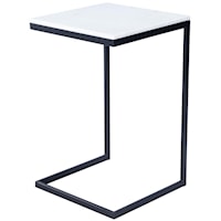 Black End Table with White Marble Top