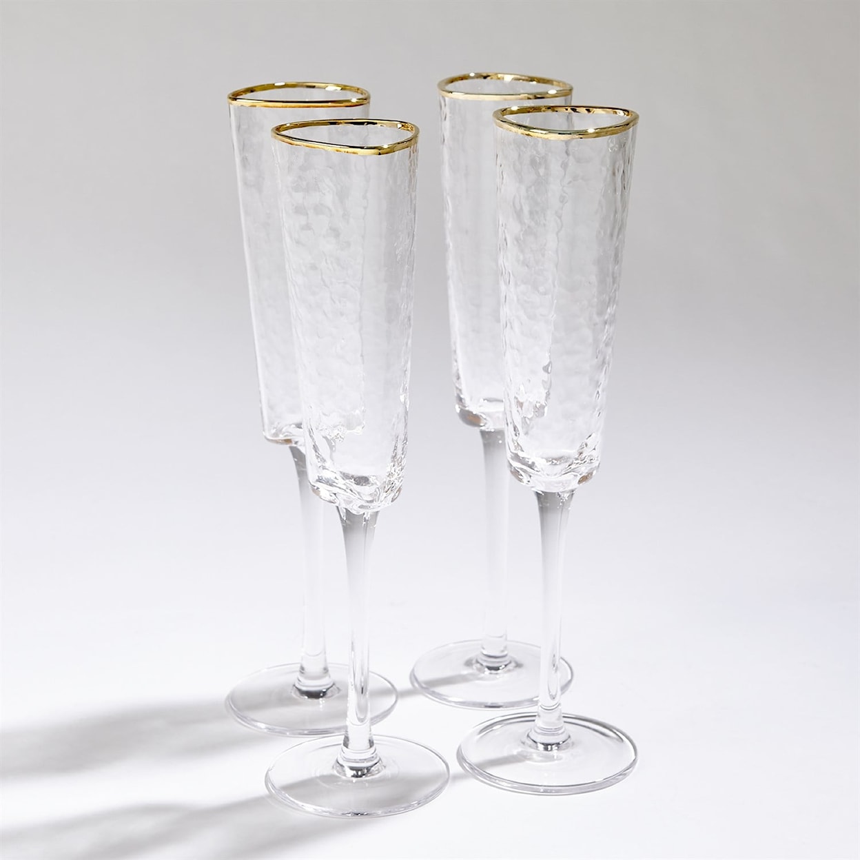 Global Views Glass Ware (Food Grade) S/4 Hammered Champagne Glasses