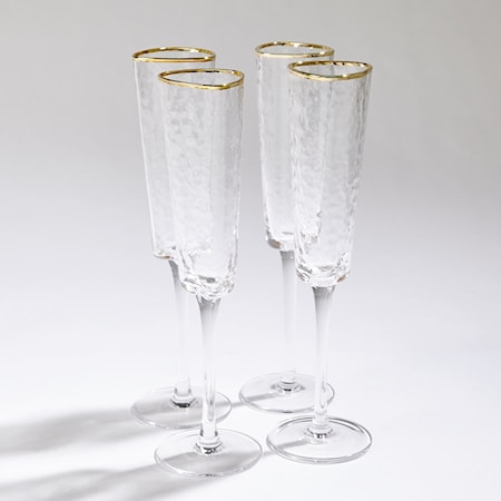 S/4 Hammered Champagne Glasses