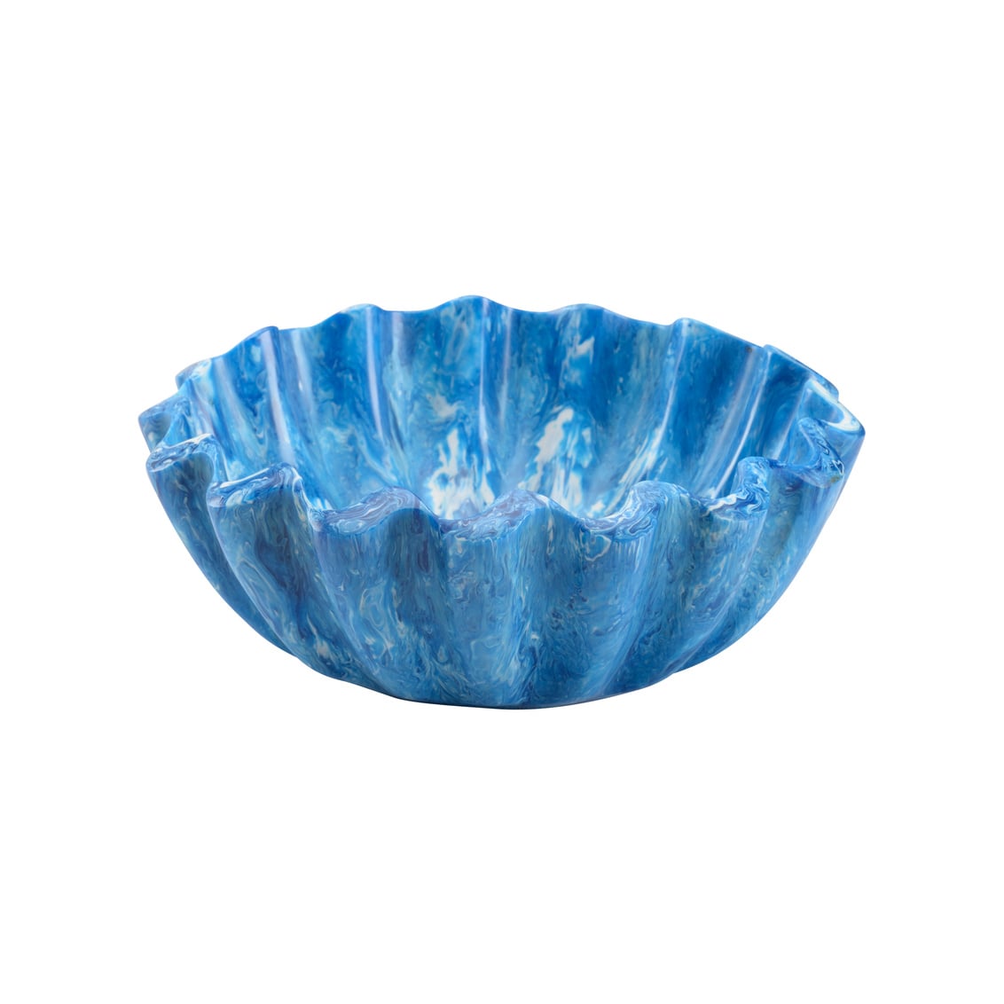 Marbleized Scalloped Bowl - Blue