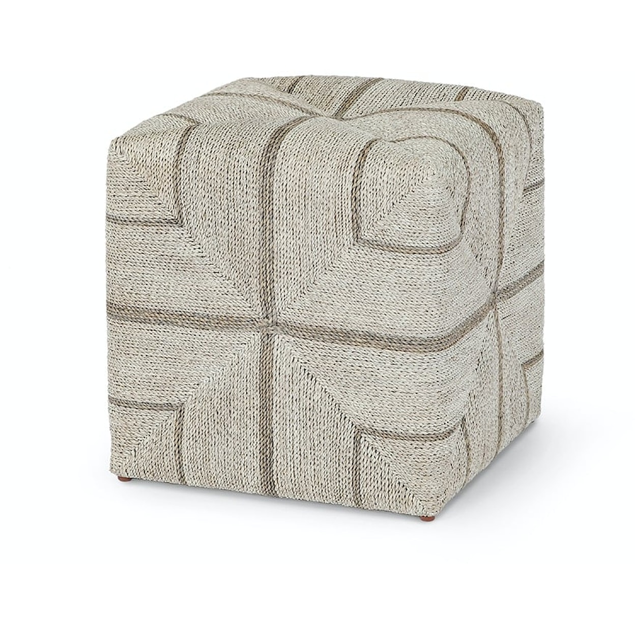 Palecek Kirk Nix Fritz Collection Fritz Rope Square Ottoman, Fog White