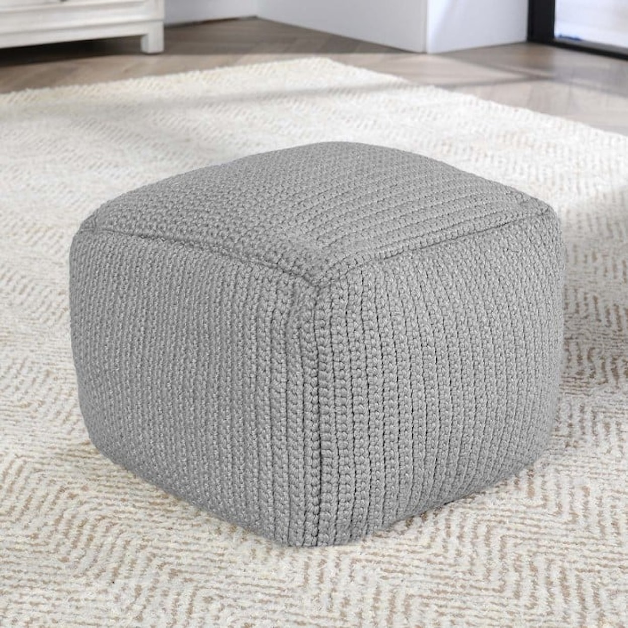 Classic Home Floor Cushions PERFORMANCE PRISM GRAY POUF