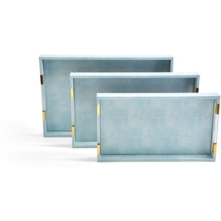 Aqua S/3 Decorative Tray w/ Acrylic Handles