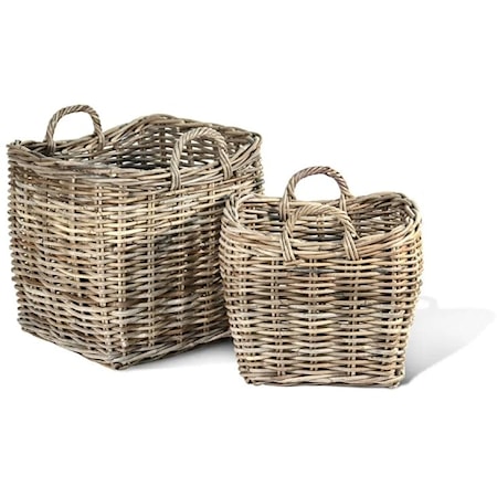 FRENCH GRAY FIREPLACE BASKET, RECT- S/2