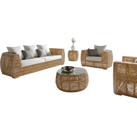 Sumatra 5 PC Seating Set w/beige cushions