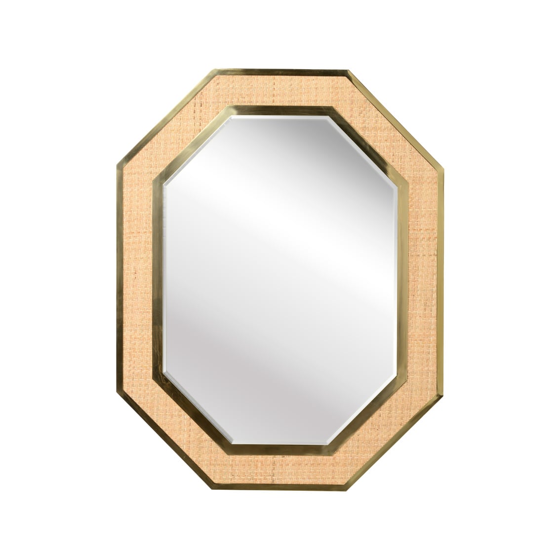 DUNBAR BRASS AND CANE MIRROR