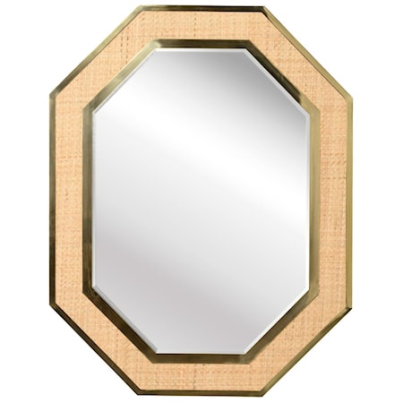 DUNBAR BRASS AND CANE MIRROR