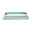 Two's Company Coastal Chic Aqua S/3 Decorative Tray w/ Acrylic Handles