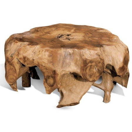 ABSTRACT TEAK BLOCK TABLE- SMALL