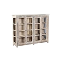 ALTA 4DR GLASS PANEL STORAGE CABINET BLEACHED WHITE