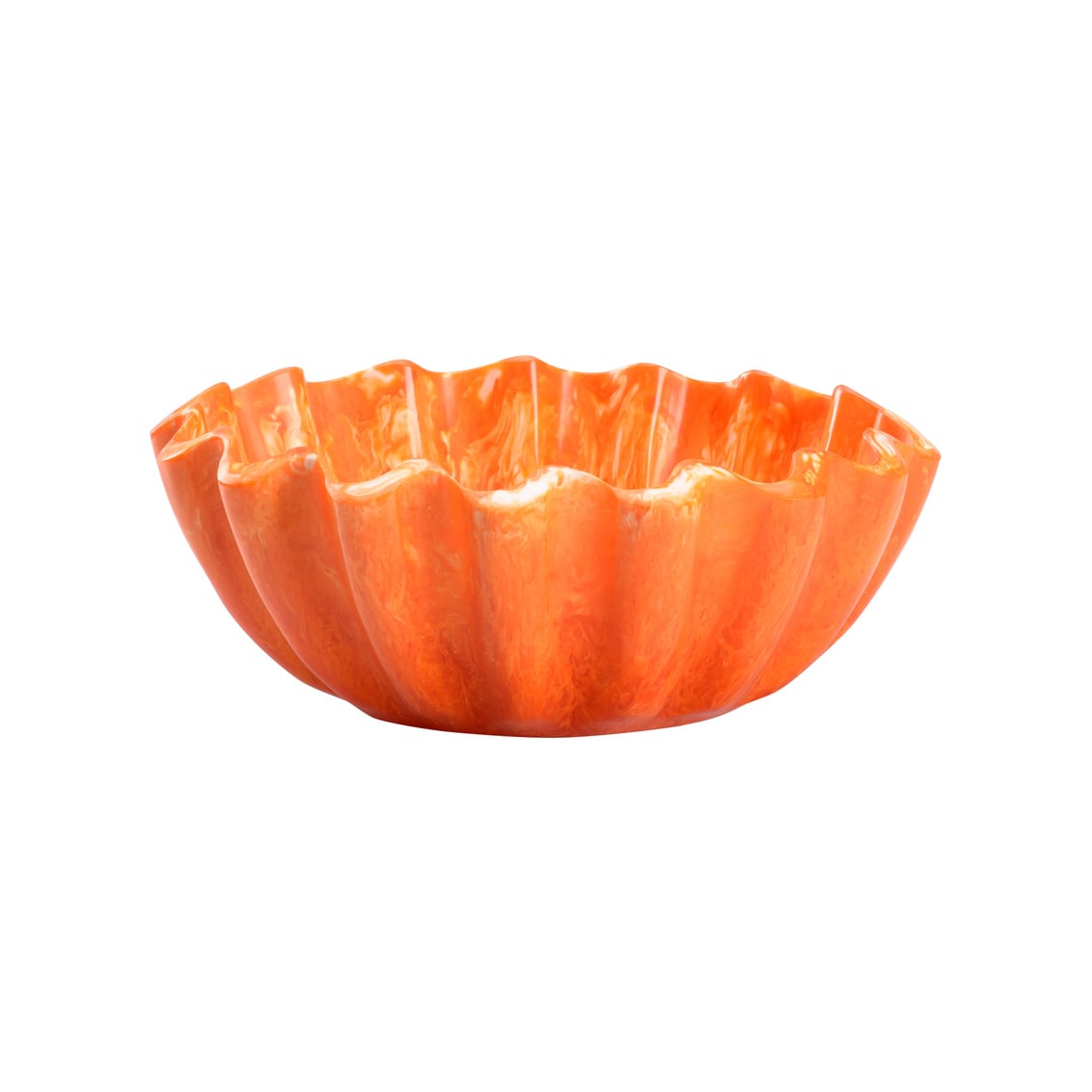 Marbleized Scalloped Bowl - Orange