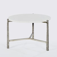 ROUND COFFEE TABLE W/ MARBLE TOP- SILVER