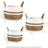 Ibolili Baskets and Sets BANANA LEAF BASKET W/ WHITE TRIM, OVAL- S/3