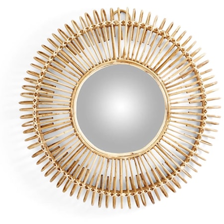 Round Cane Hand-Crafted Wall Mirror