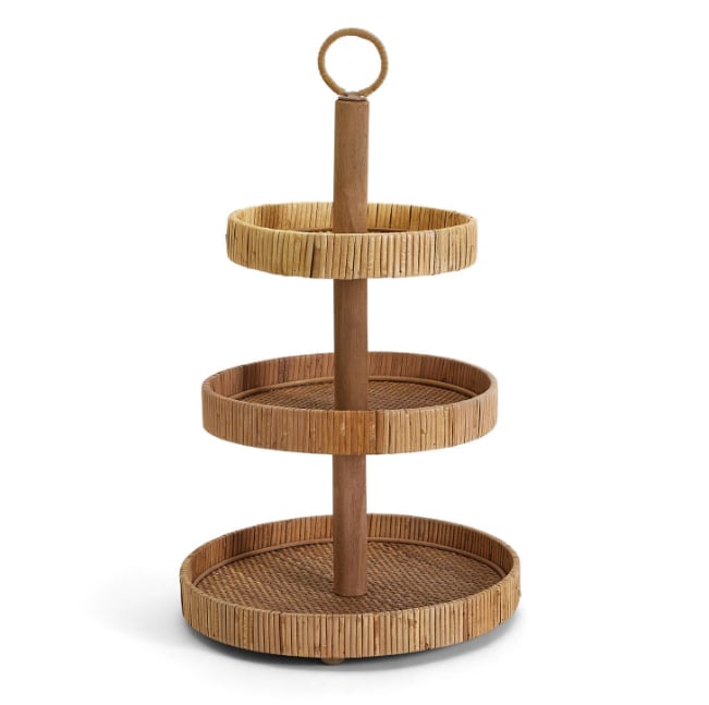 Two's Company Naturalist 3-Tier Rattan Adjustable Centerpiece