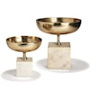 Two's Company Urban Nest S/2 Chalice Bowl Sculptures on Marble Base