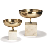 Set of 2 Chalice Bowl Sculptures on Marble Base