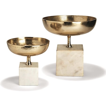 S/2 Chalice Bowl Sculptures on Marble Base