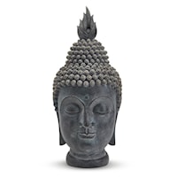 Meditating Buddha Head Statue