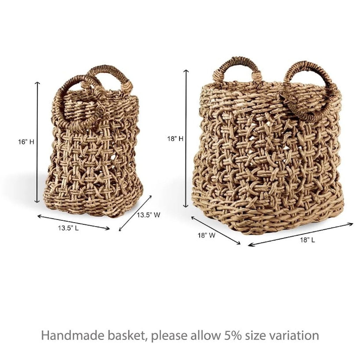 Ibolili Baskets and Sets PLAID BANANA LEAF BASKET, SQ- S/2