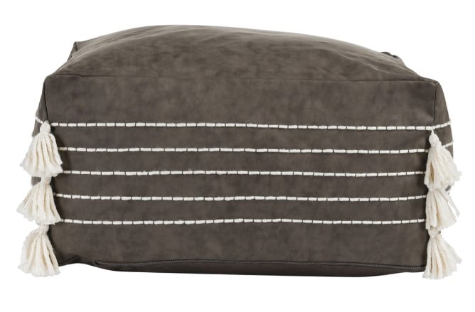 Classic Home Floor Cushions EZEKIEL VEGAN LEATHER HICKORY POUF