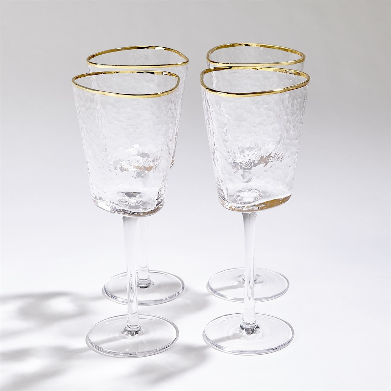 Global Views Glass Ware (Food Grade) S/4 Hammered Wine Glasses